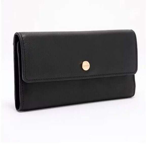 LODIS Texas Leather Kate Large Flap Wallet Black - Picture 1 of 3